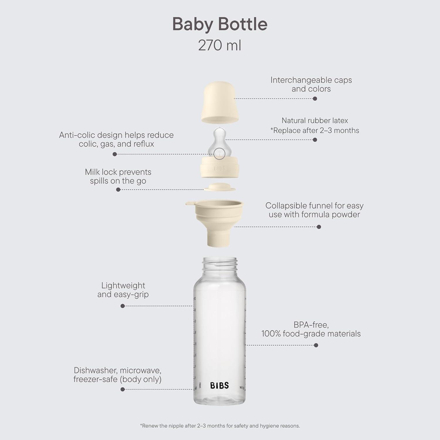 image:imageBIBS Baby Bottle 5 oz 150 ml Natural Rubber Latex Nipple AntiColic BPAFree Round Nipple Slow Flow Lightweight amp Easy to Clean Suitable for Newborns 0 Years SageIvory Rubber