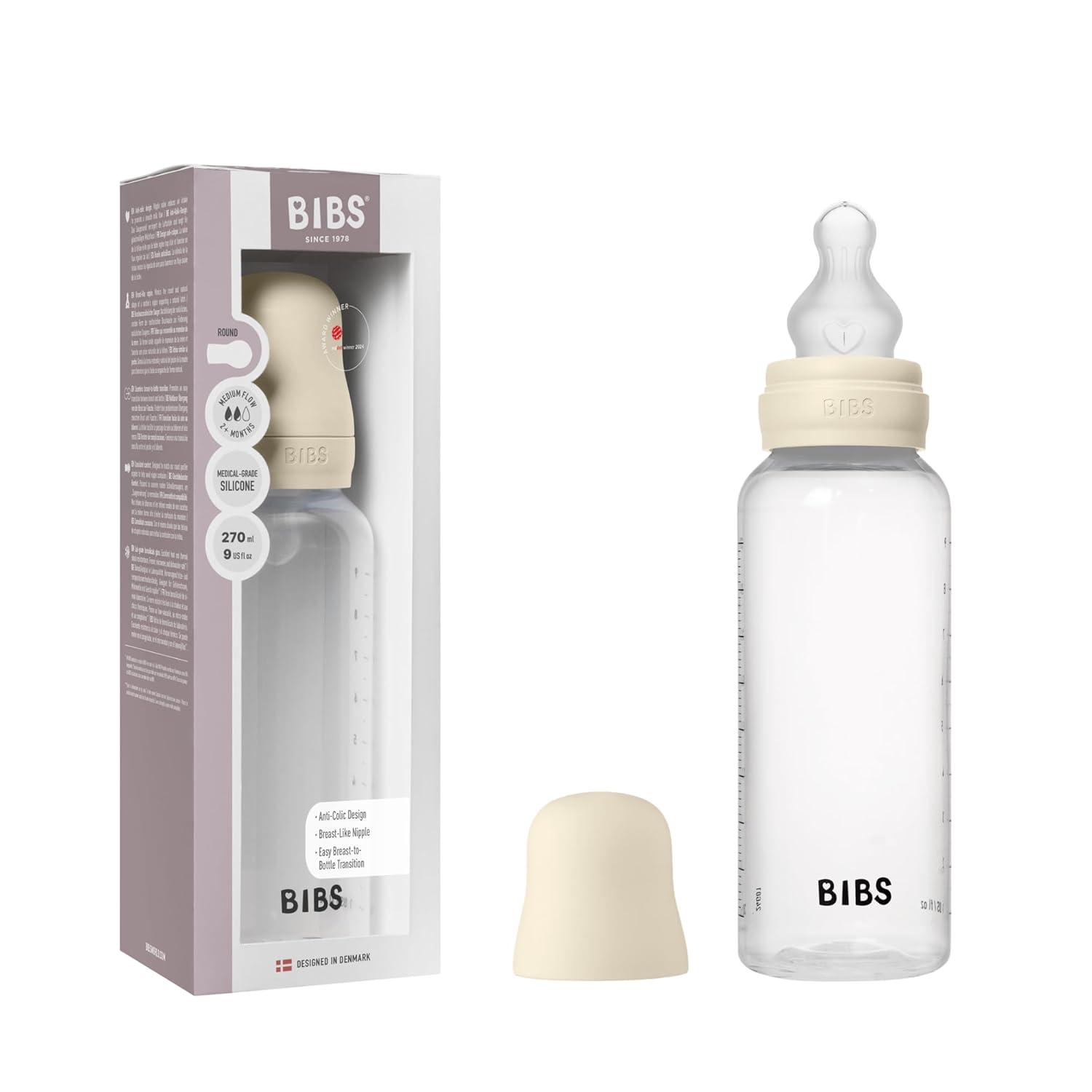 image:imageBIBS Baby Bottle 5 oz 150 ml Natural Rubber Latex Nipple AntiColic BPAFree Round Nipple Slow Flow Lightweight amp Easy to Clean Suitable for Newborns 0 Years SageIvory Rubber