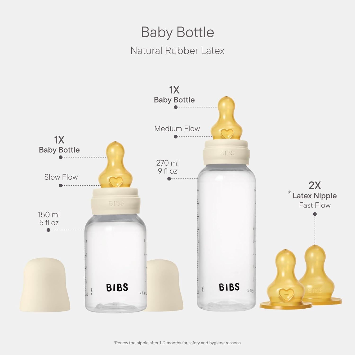 image:imageBIBS Baby Bottle 5 oz 150 ml Natural Rubber Latex Nipple AntiColic BPAFree Round Nipple Slow Flow Lightweight amp Easy to Clean Suitable for Newborns 0 Years SageIvory Rubber
