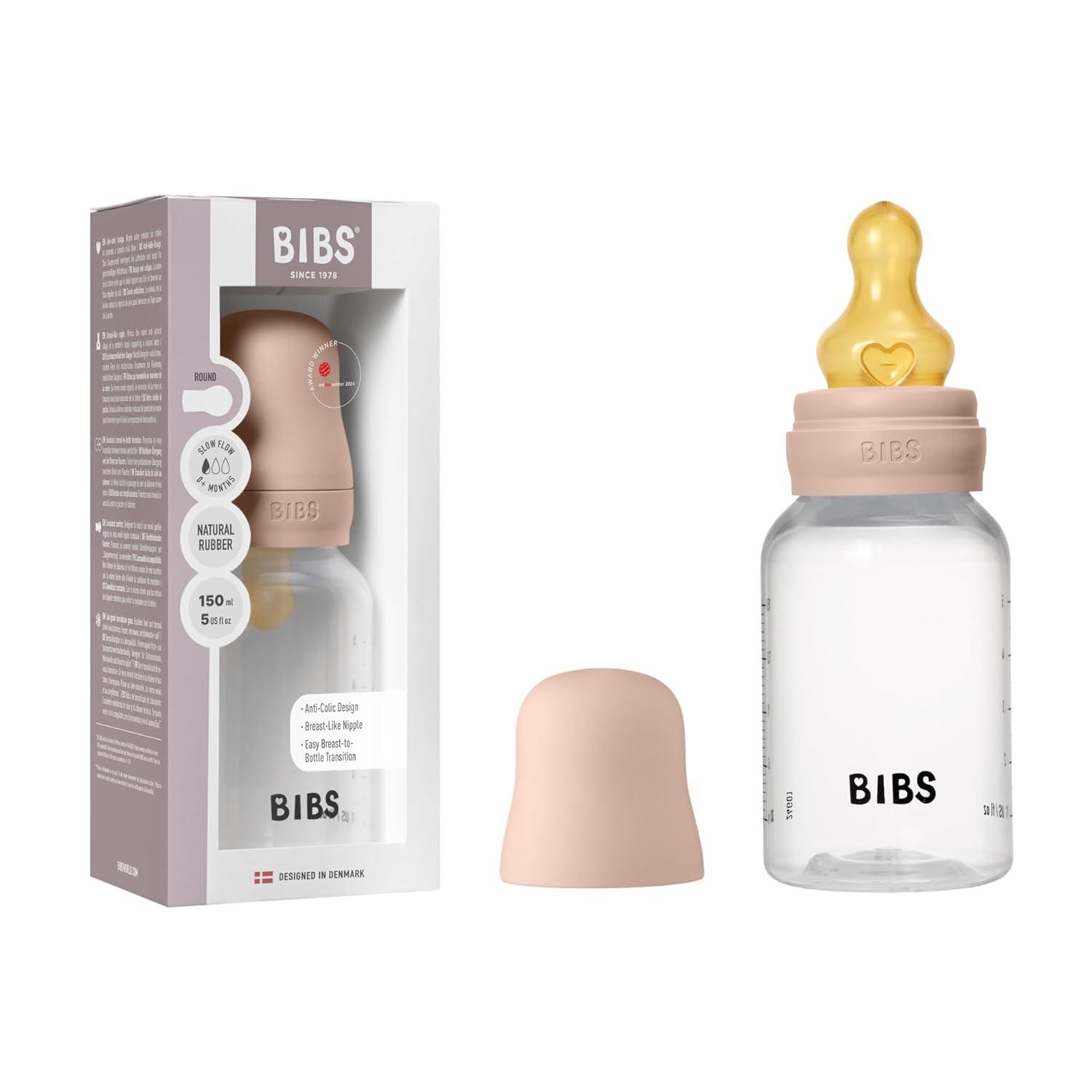 image:imageBIBS Baby Bottle 5 oz 150 ml Natural Rubber Latex Nipple AntiColic BPAFree Round Nipple Slow Flow Lightweight amp Easy to Clean Suitable for Newborns 0 Years SageBlush Rubber