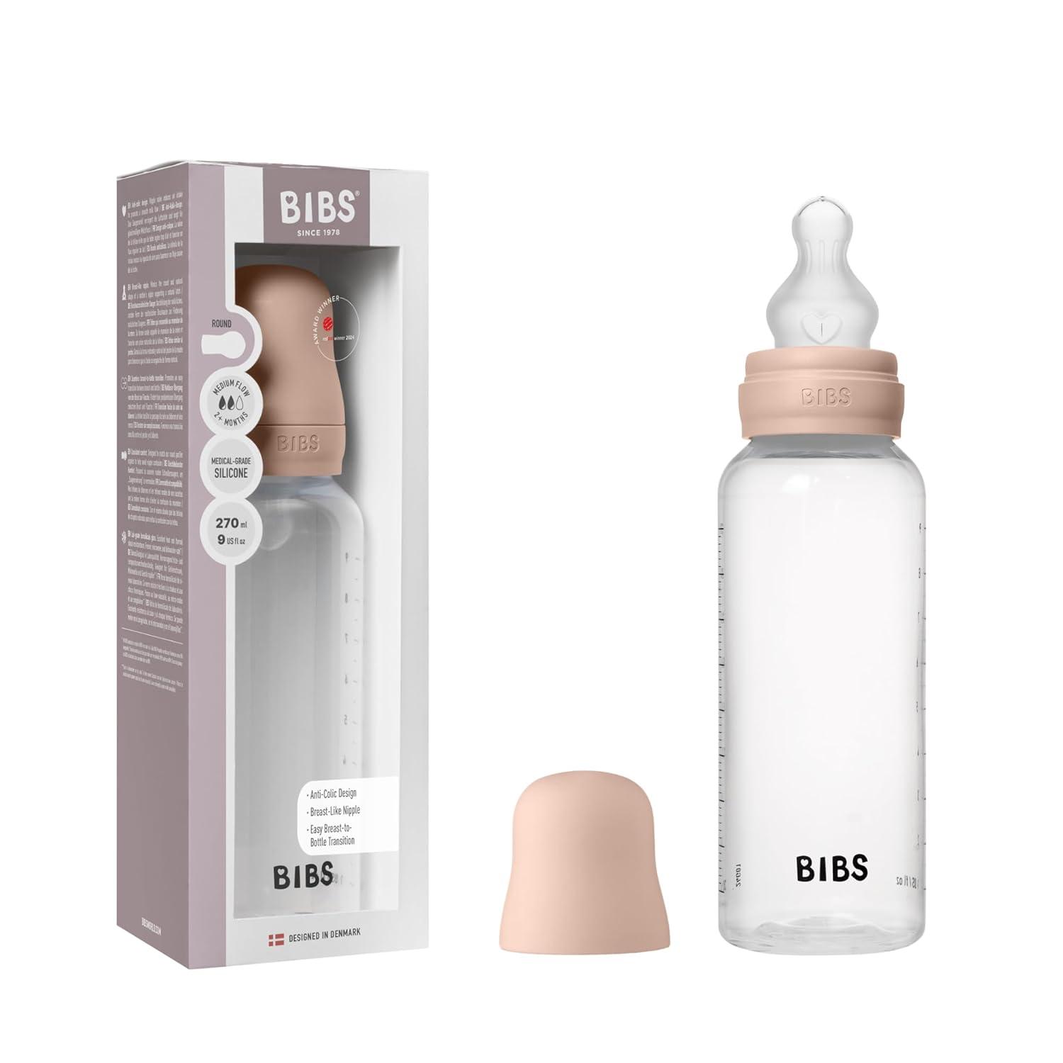 image:imageBIBS Baby Bottle 5 oz 150 ml Natural Rubber Latex Nipple AntiColic BPAFree Round Nipple Slow Flow Lightweight amp Easy to Clean Suitable for Newborns 0 Years SageBlush Rubber