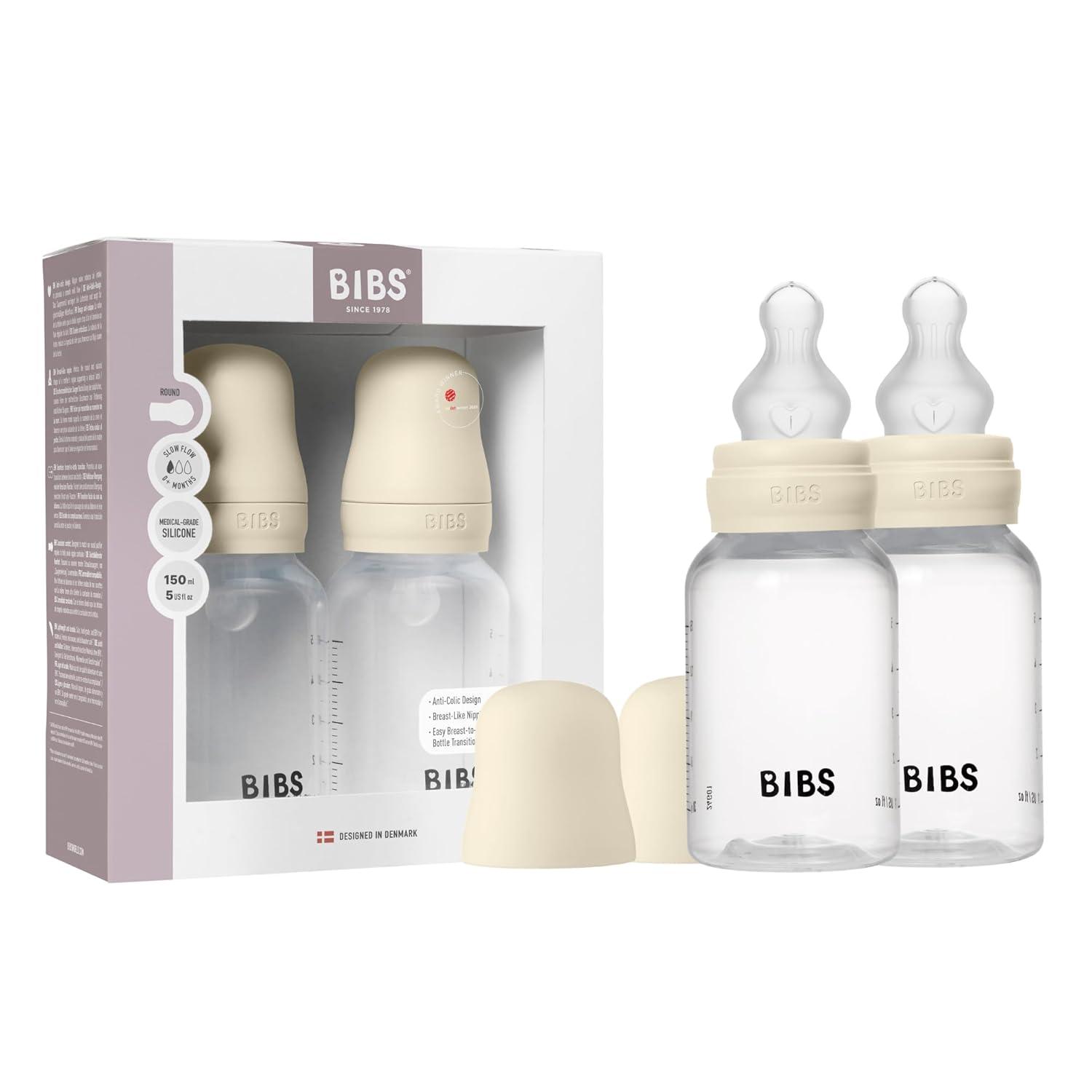 image:imageBIBS Baby Bottle 5 oz 150 ml Natural Rubber Latex Nipple AntiColic BPAFree Round Nipple Slow Flow Lightweight amp Easy to Clean Suitable for Newborns 0 Years SageIvory Rubber