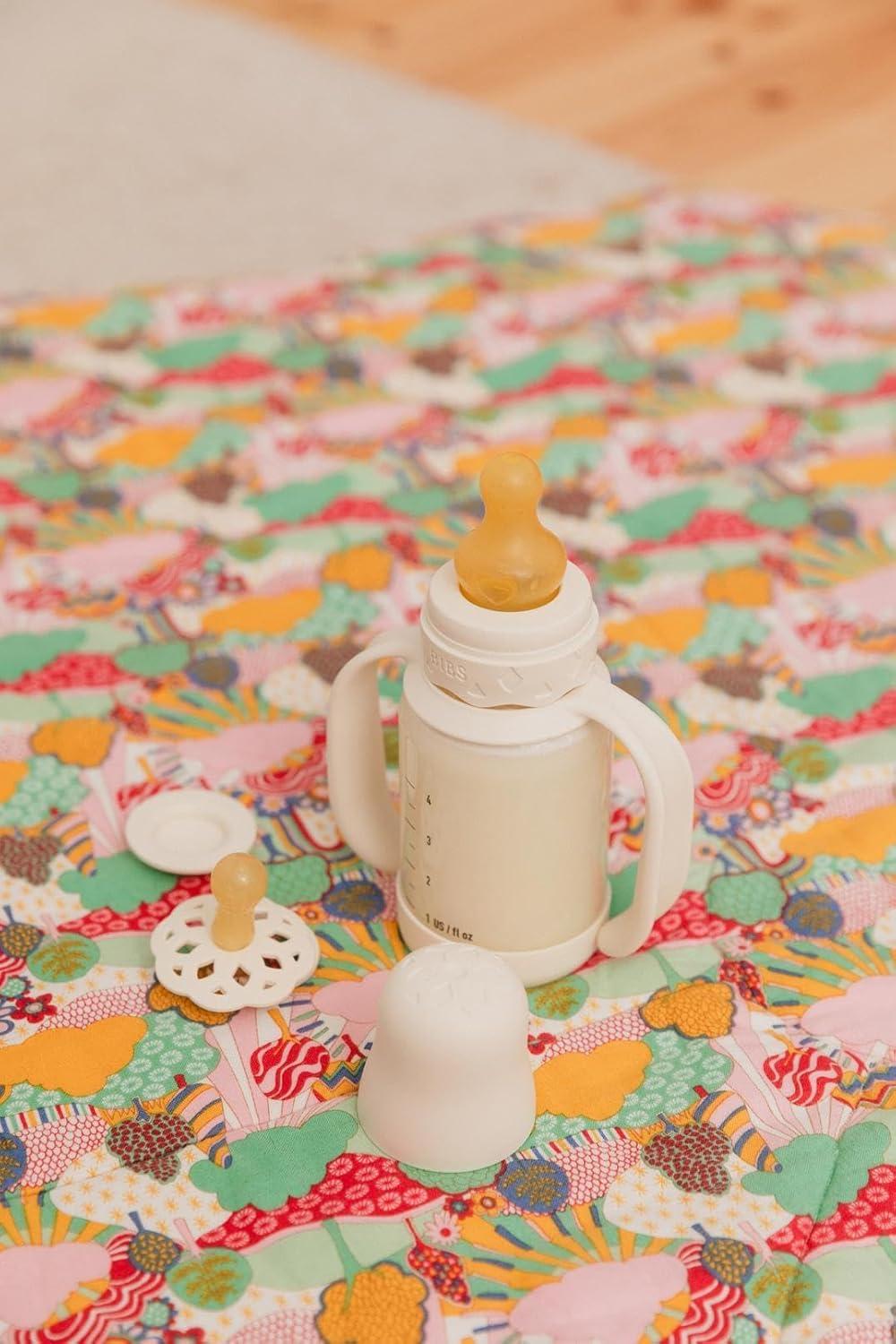 image:imageBIBS Baby Glass Bottle 4 US fl oz 120 ml AntiColic Vented Round Natural Rubber Latex Nipple Supports Natural Breastfeeding Slow Flow Complete Set Ivory