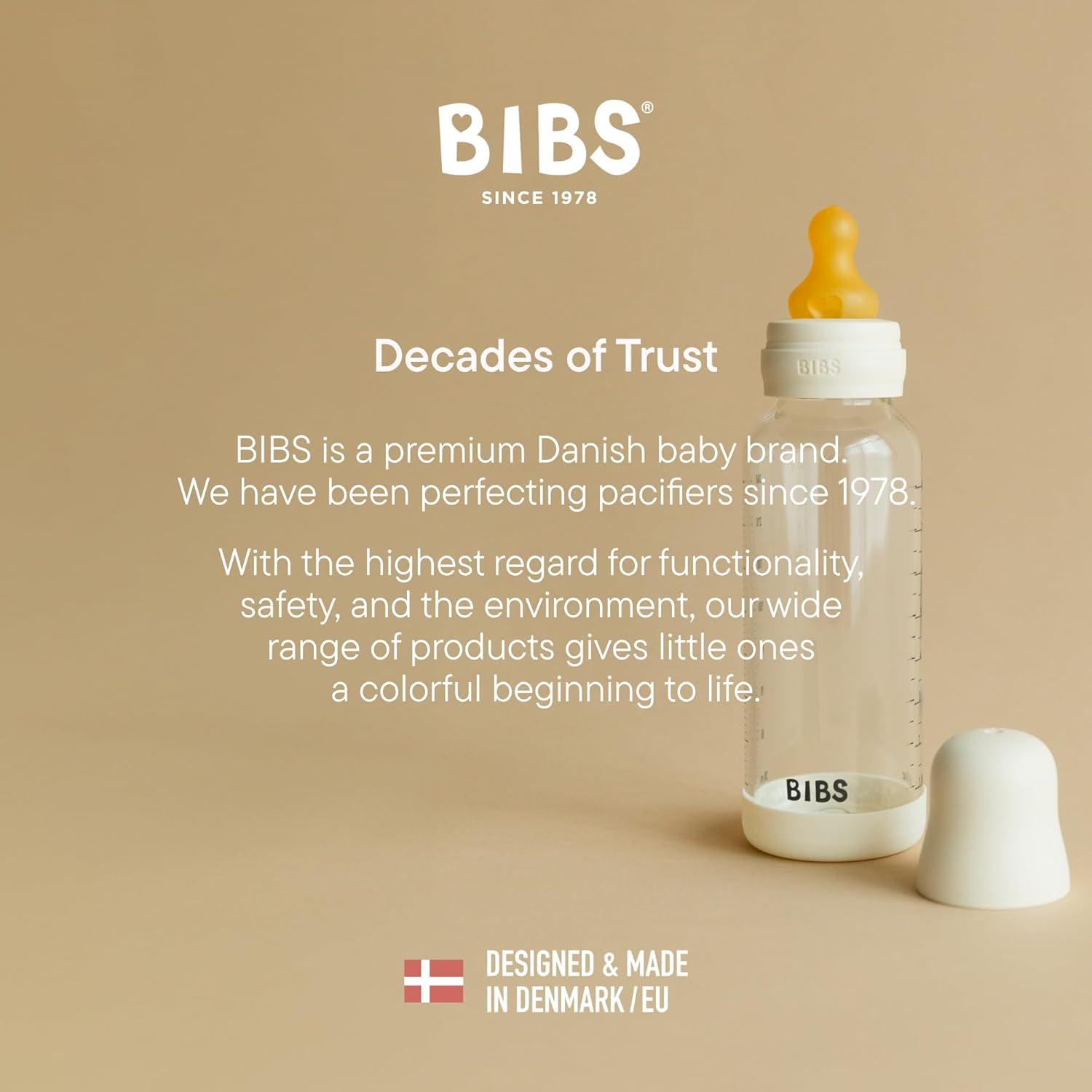image:imageBIBS Baby Glass Bottle 8 US fl oz 240 ml AntiColic Vented Round Natural Rubber Latex Nipple Supports Natural Breastfeeding Medium Flow Complete Set Baby Blue