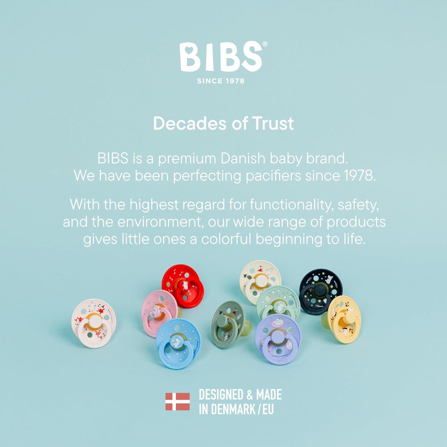 image:imageBIBS Colour Moomins Pacifier 2Pack BPA Free Pacifier Round Nipple Natural Rubber Latex Made in Denmark Size 2 618 Months IvorySageNordic Mint Pale Butter