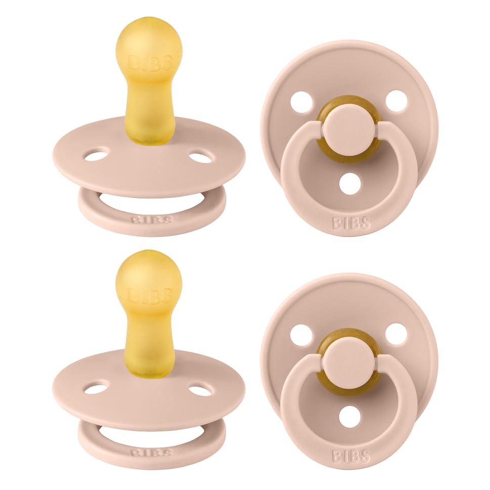 image:imageBIBS Colour Soother 4Pack BPA Free Dummy Pacifier Round Nipple Natural Rubber Latex Made in Denmark Size 06 Months Blush Glow MixBlush