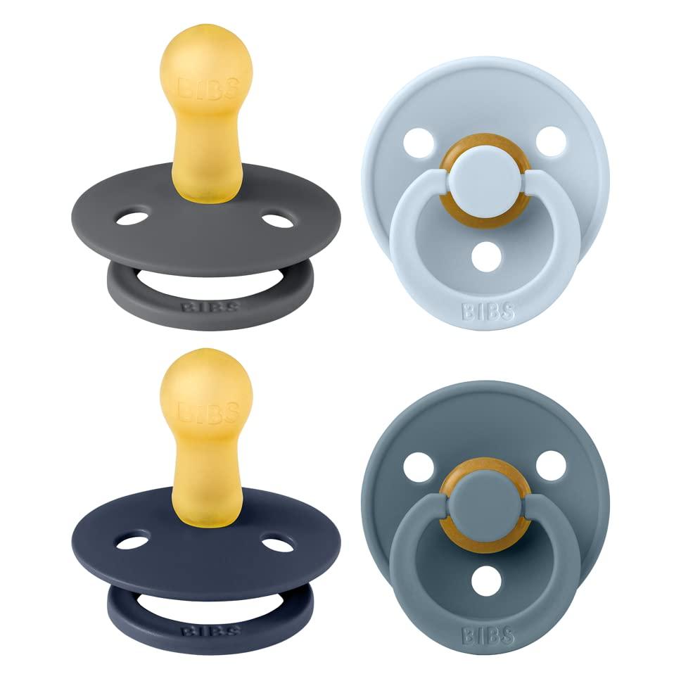 image:imageBIBS Colour Soother 4Pack BPA Free Dummy Pacifier Round Nipple Natural Rubber Latex Made in Denmark Size 06 Months Blush Glow MixDeep Space Mix