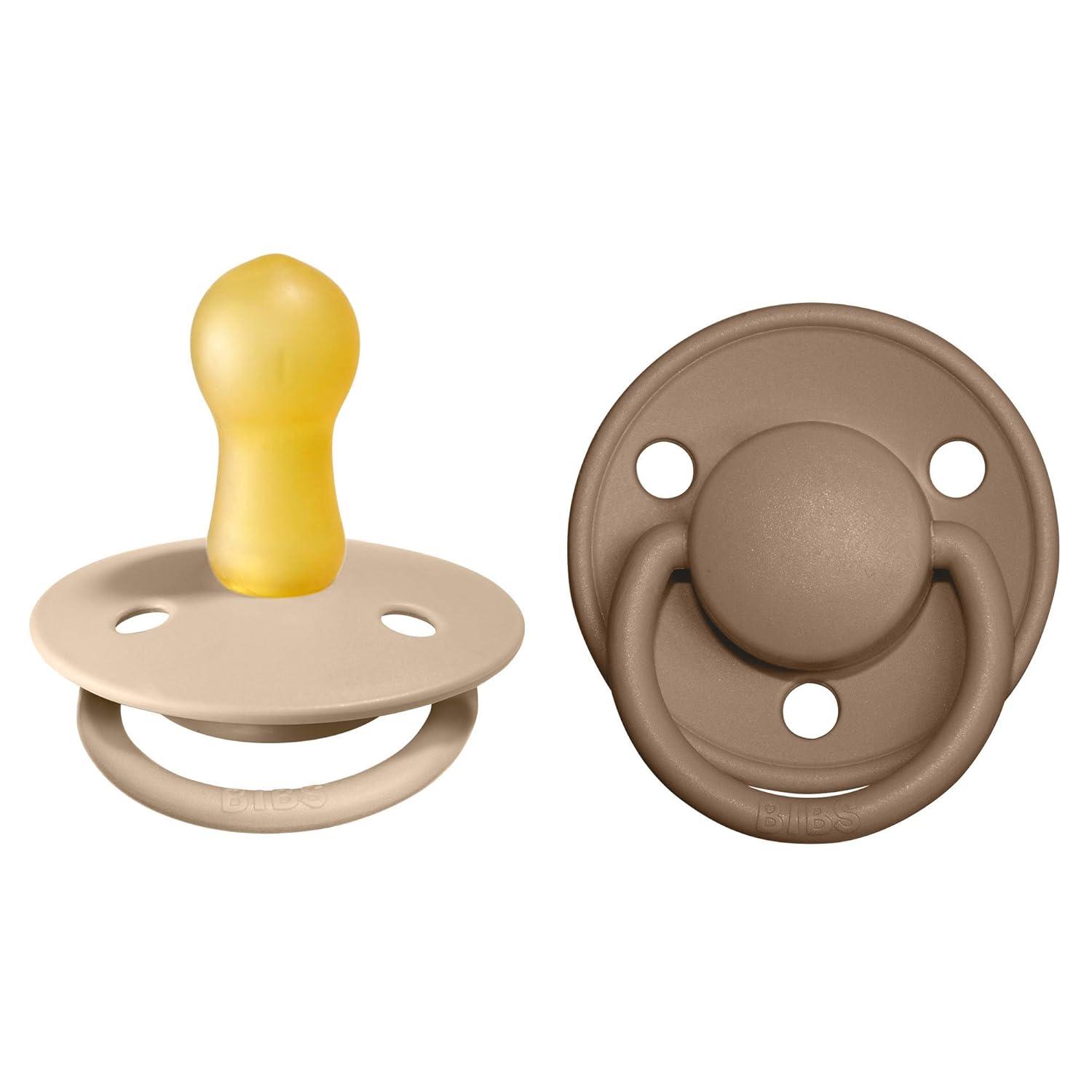 image:imageBIBS De Lux Baby Pacifier 2Pack Made in Denmark BPA Free Dummy Soother Round Nipple Natural Rubber Latex Size 1 06 Months SageHunter GreenVanillaDark Oak