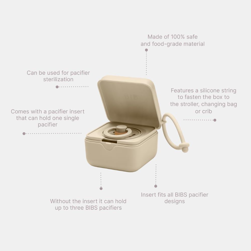 image:imageBIBS Pacifier Box with Loop for Storing amp Carrying Soothers 100 BPA Free Material Designed amp Made in Denmark IronIvory