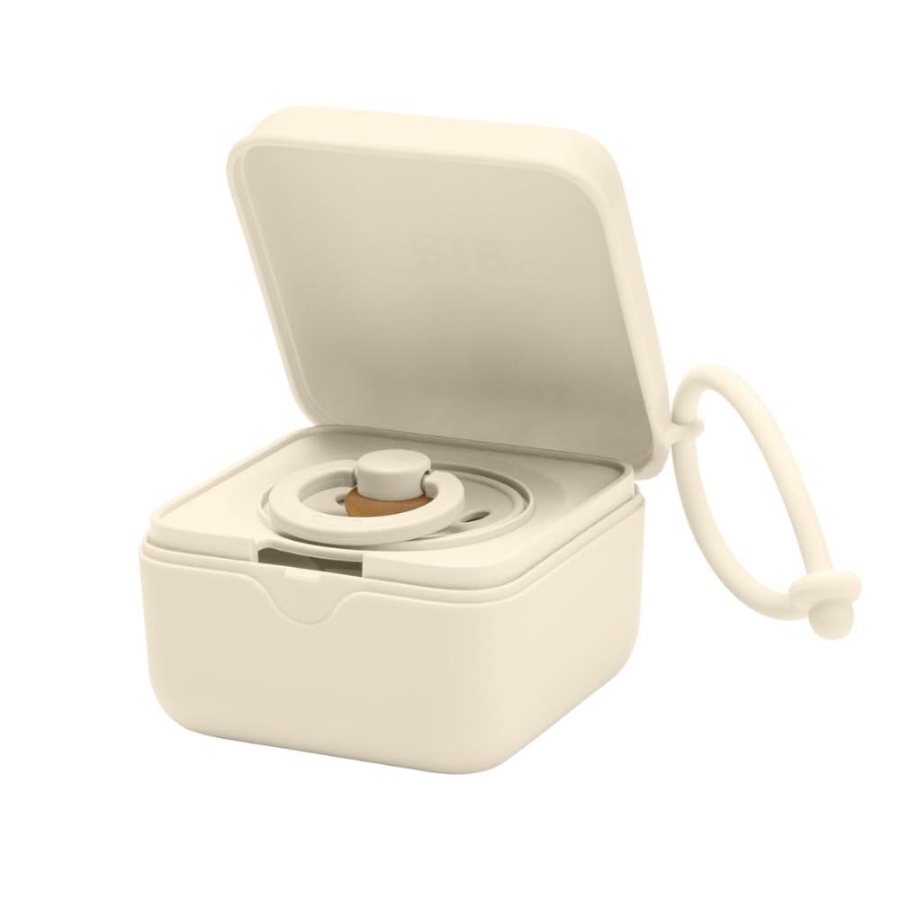 image:imageBIBS Pacifier Box with Loop for Storing amp Carrying Soothers 100 BPA Free Material Designed amp Made in Denmark IronIvory