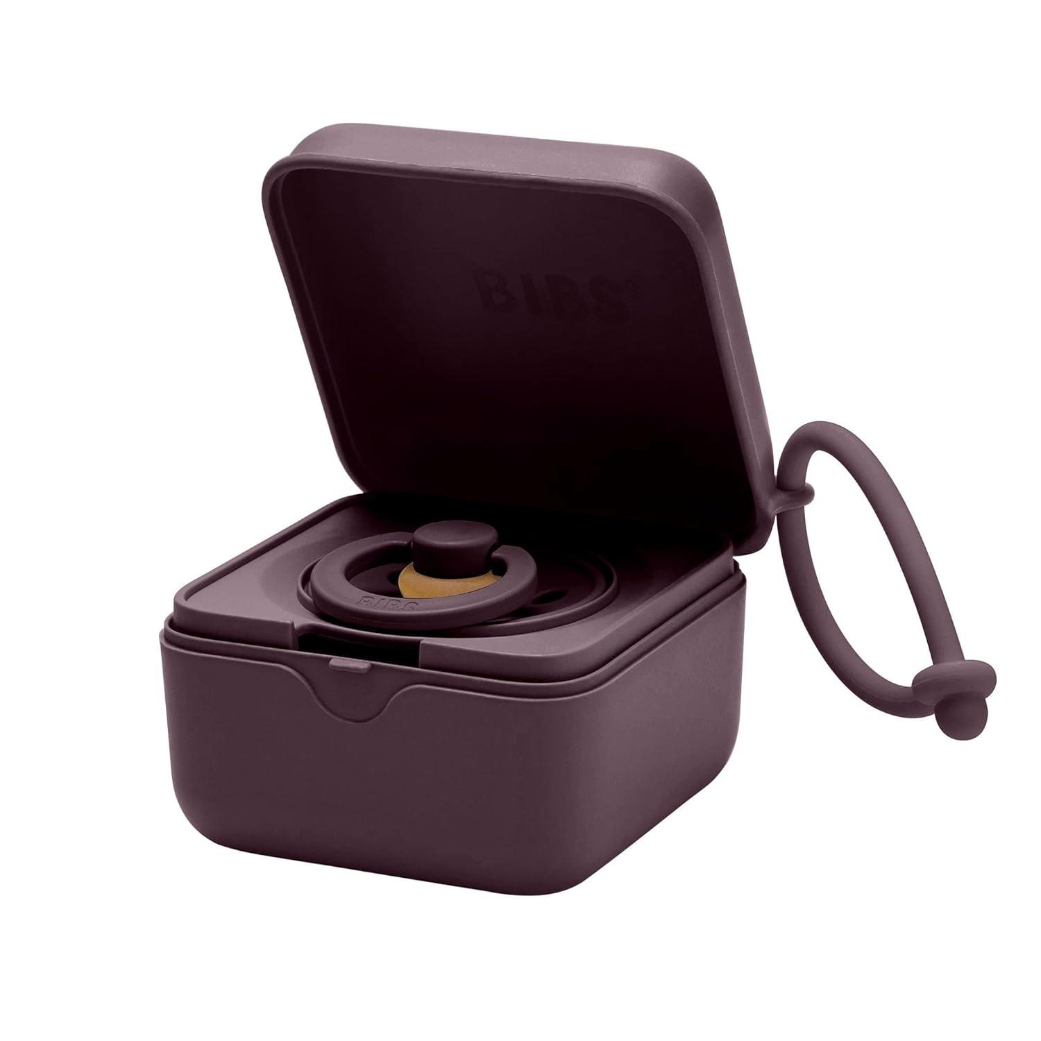 image:imageBIBS Pacifier Box with Loop for Storing amp Carrying Soothers 100 BPA Free Material Designed amp Made in Denmark IronPlum
