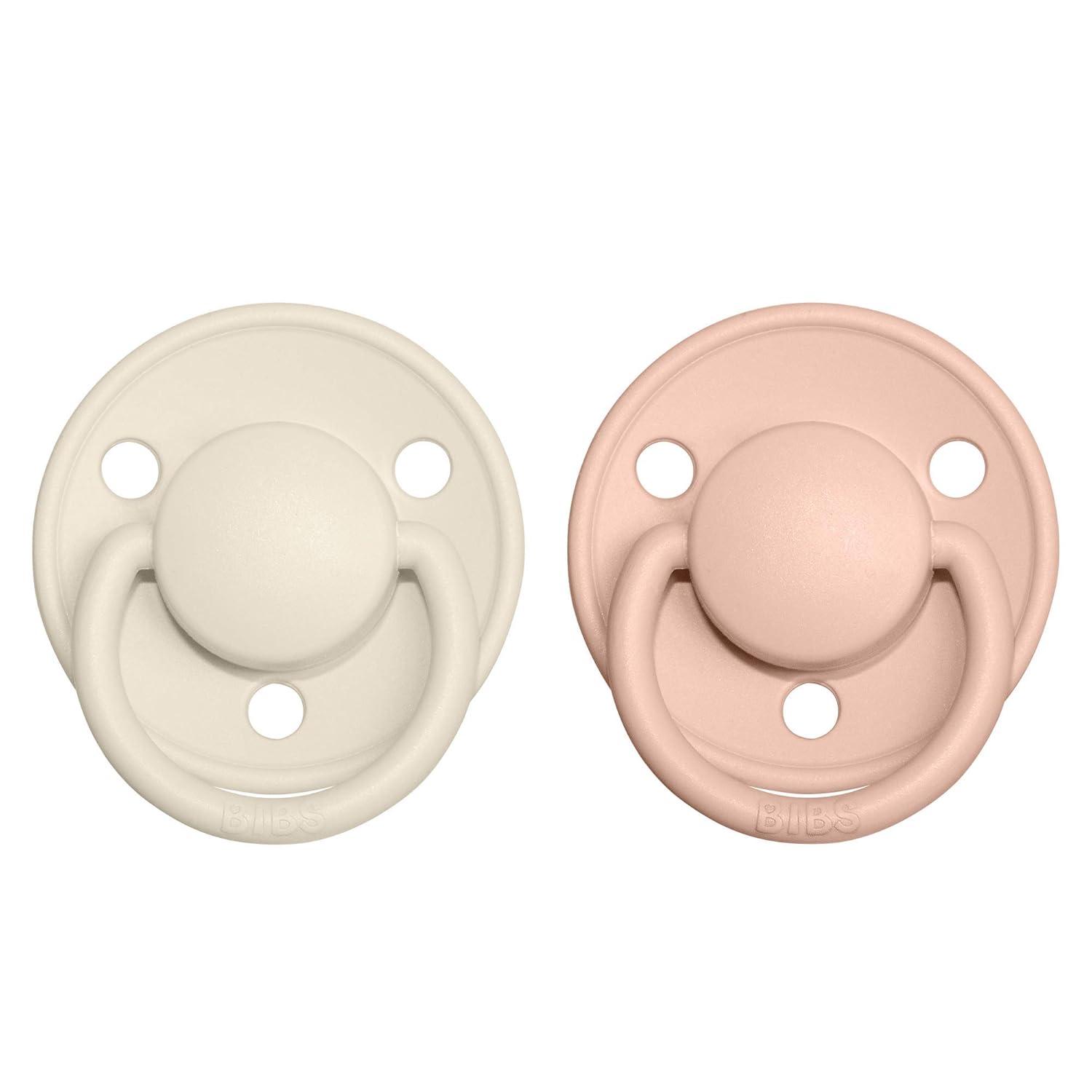 image:imageBIBS Pacifiers De Lux Collection BPAFree Baby Pacifier Made in Denmark Set of 2 MustardPetrol Color Premium Soothers Size One SizeIvoryBlush