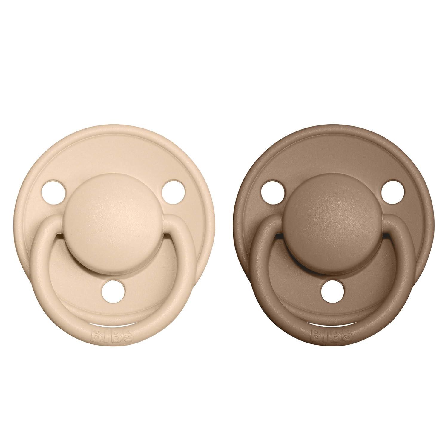 image:imageBIBS Pacifiers De Lux Collection BPAFree Baby Pacifier Made in Denmark Set of 2 MustardPetrol Color Premium Soothers Size One SizeVanillaDark Oak