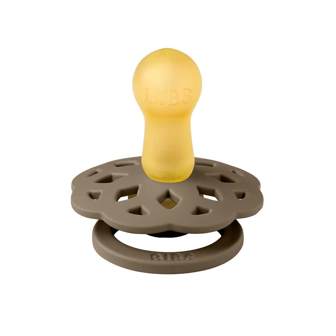 image:imageBIBS Pacifiers 06 Months Boheme Collection 2Pack BPAFree Round Nipple Nautral Rubber Latex Made in Denmark VanillaPineVanilla Dark Oak