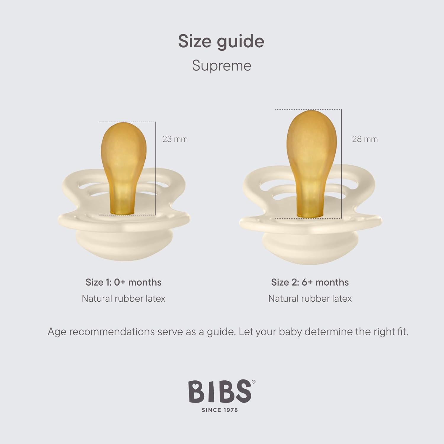 image:imageBIBS Supreme Baby Pacifier 2Pack Made in Denmark BPA Free Dummy Soother Symmetrical Nipple Natural Rubber Latex Size 1 06 Months Ivory BlushIvory Blush