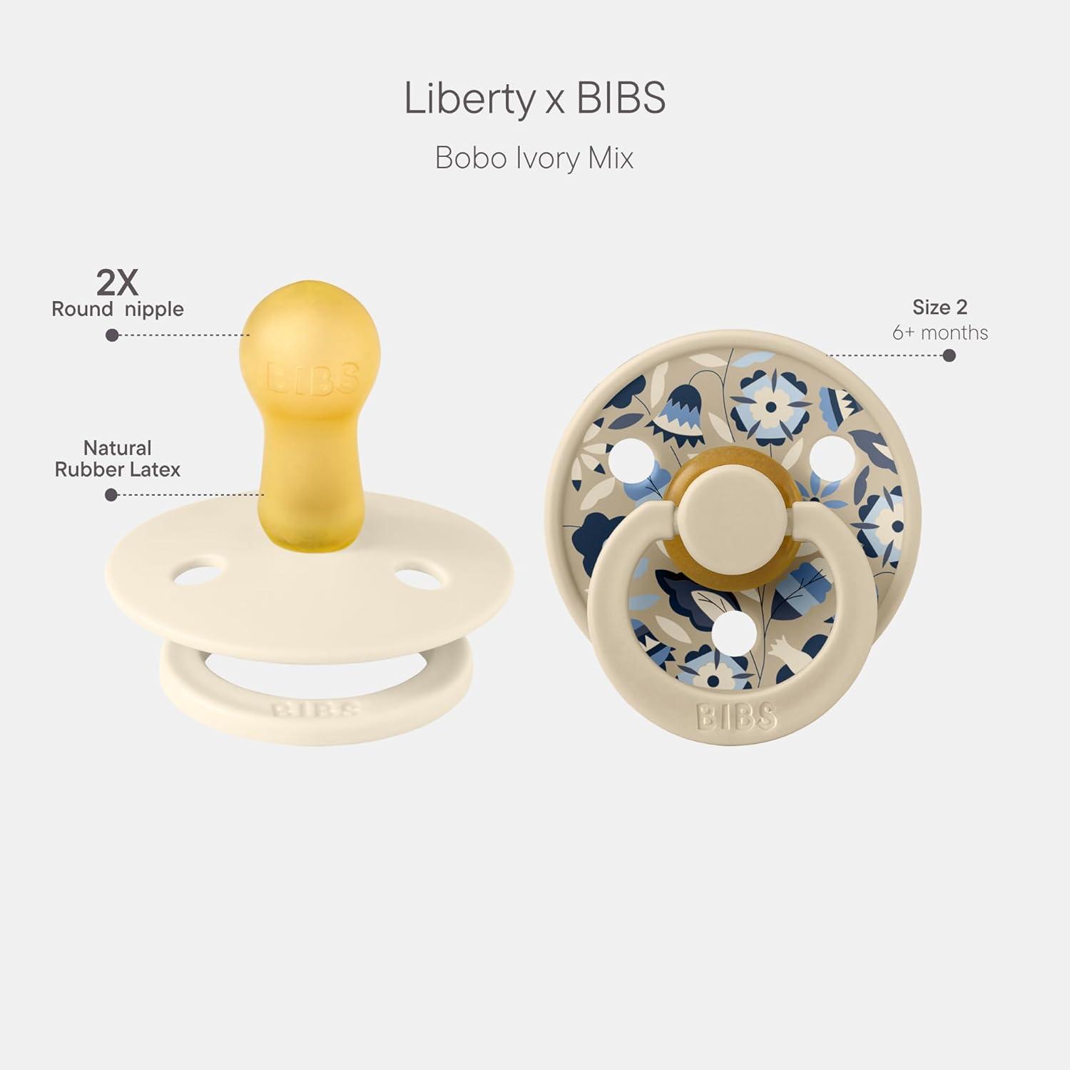 image:imageBiBS Liberty Pacifier 2Pack BPA Free Pacfiers with Natural Latex Round Nipple Made in Scandinavia Size 2 618 Months Bobo Ivory MixBobo Ivory Mix