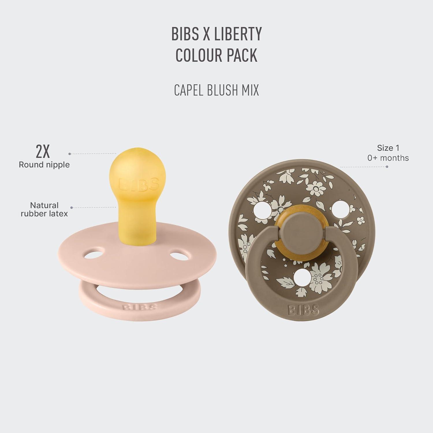 image:imageBiBS Liberty Pacifier 2Pack BPA Free Pacfiers with Natural Latex Round Nipple Made in Scandinavia Size 2 618 Months Bobo Ivory MixCapel Blush
