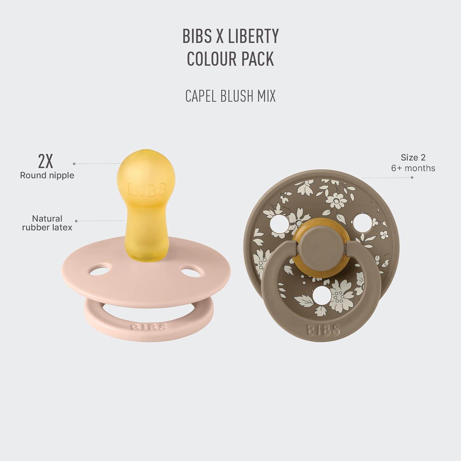image:imageBiBS Liberty Pacifier 2Pack BPA Free Pacfiers with Natural Latex Round Nipple Made in Scandinavia Size 2 618 Months Bobo Ivory MixCapel Blush