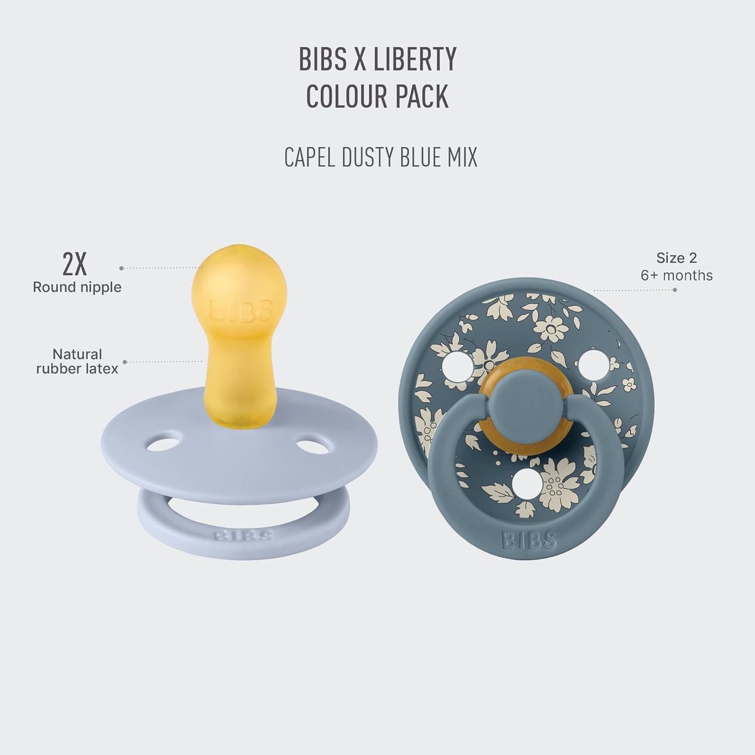 image:imageBiBS Liberty Pacifier 2Pack BPA Free Pacfiers with Natural Latex Round Nipple Made in Scandinavia Size 2 618 Months Bobo Ivory MixCapel Dusty Blue