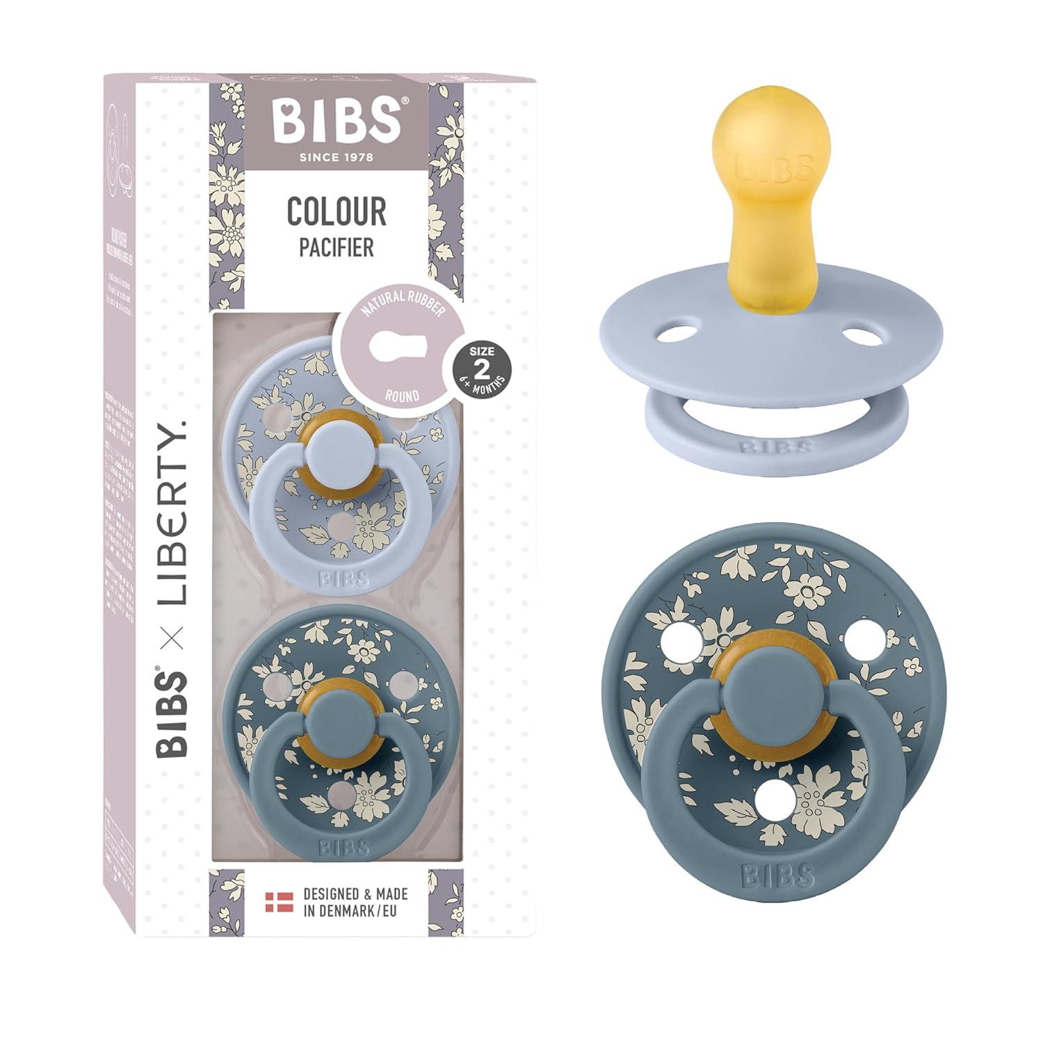 image:imageBiBS Liberty Pacifier 2Pack BPA Free Pacfiers with Natural Latex Round Nipple Made in Scandinavia Size 2 618 Months Bobo Ivory MixCapel Dusty Blue