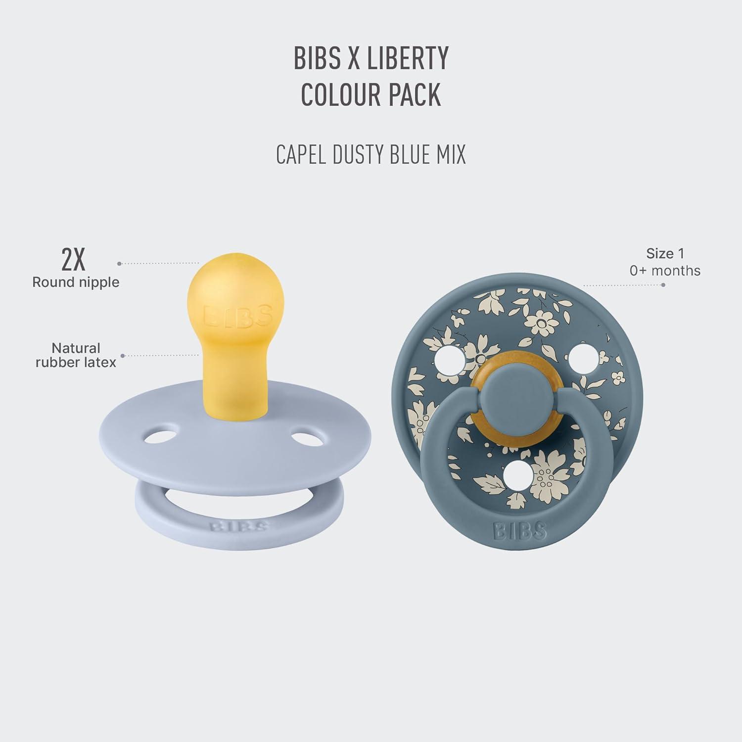 image:imageBiBS Liberty Pacifier 2Pack BPA Free Pacfiers with Natural Latex Round Nipple Made in Scandinavia Size 2 618 Months Bobo Ivory MixCapel Dusty Blue