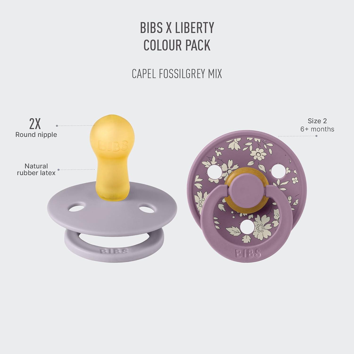 image:imageBiBS Liberty Pacifier 2Pack BPA Free Pacfiers with Natural Latex Round Nipple Made in Scandinavia Size 2 618 Months Bobo Ivory MixCapel Fossil Grey