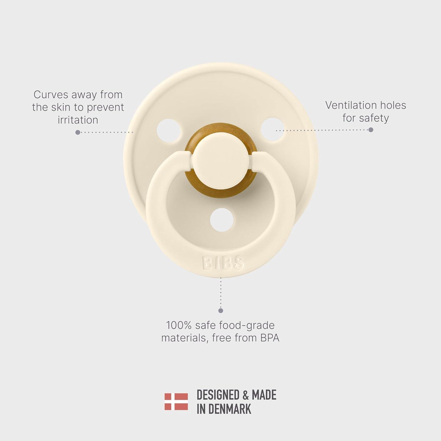 image:imageBiBS Liberty Pacifier 2Pack BPA Free Pacfiers with Natural Latex Round Nipple Made in Scandinavia Size 2 618 Months Bobo Ivory MixCapel Fossil Grey