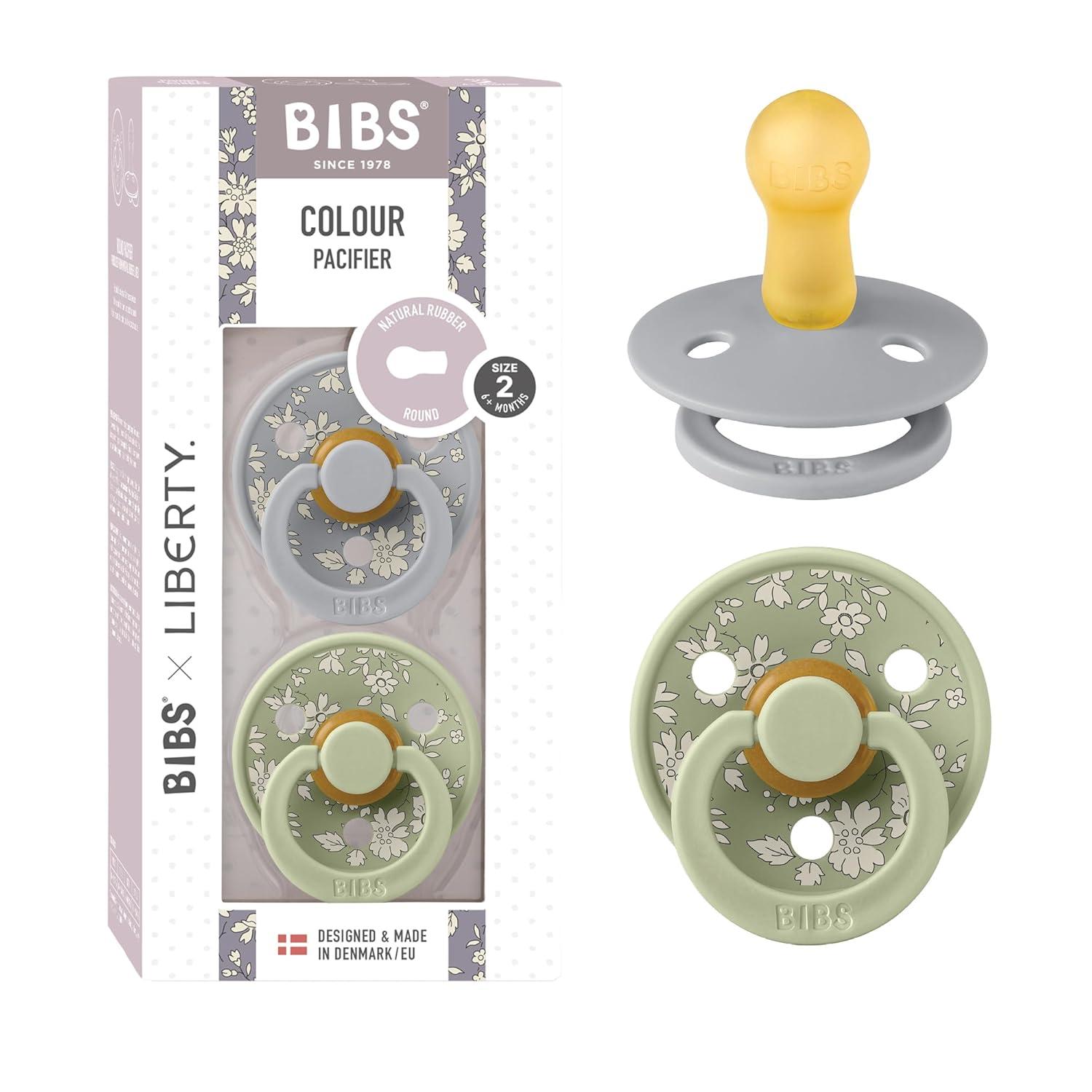 image:imageBiBS Liberty Pacifier 2Pack BPA Free Pacfiers with Natural Latex Round Nipple Made in Scandinavia Size 2 618 Months Bobo Ivory MixCapel Sage