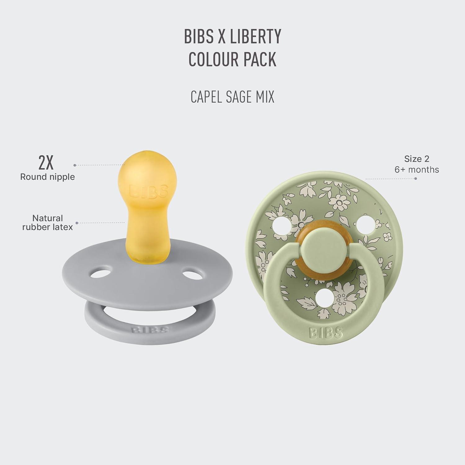 image:imageBiBS Liberty Pacifier 2Pack BPA Free Pacfiers with Natural Latex Round Nipple Made in Scandinavia Size 2 618 Months Bobo Ivory MixCapel Sage