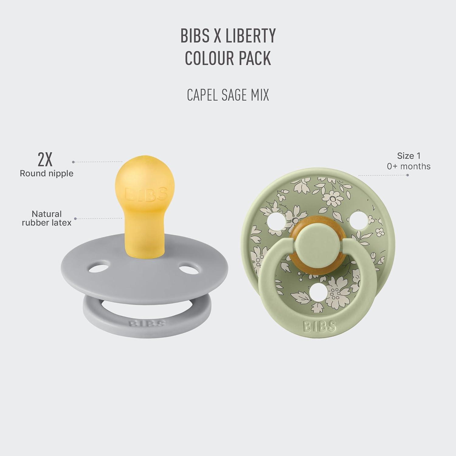 image:imageBiBS Liberty Pacifier 2Pack BPA Free Pacfiers with Natural Latex Round Nipple Made in Scandinavia Size 2 618 Months Bobo Ivory MixCapel Sage