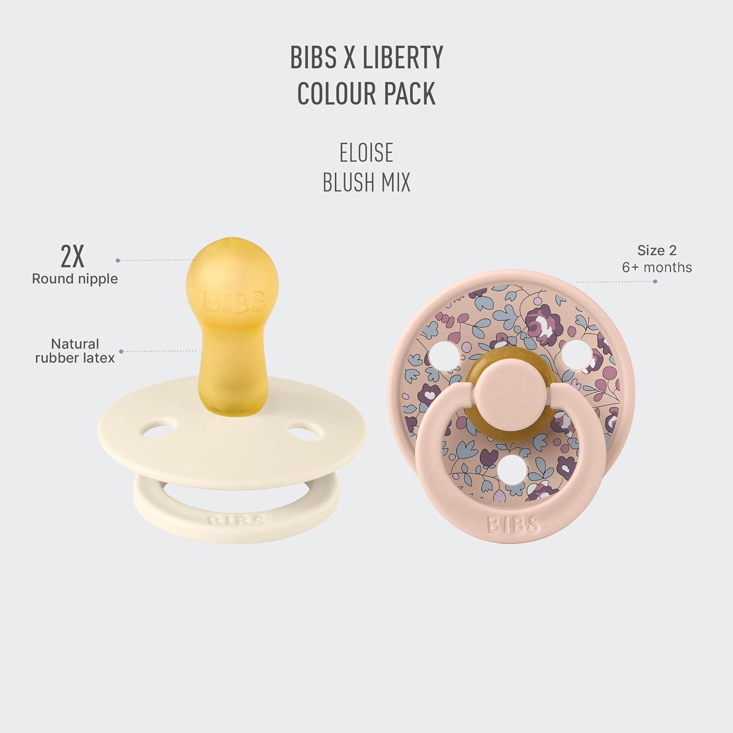 image:imageBiBS Liberty Pacifier 2Pack BPA Free Pacfiers with Natural Latex Round Nipple Made in Scandinavia Size 2 618 Months Bobo Ivory MixEloise Blush