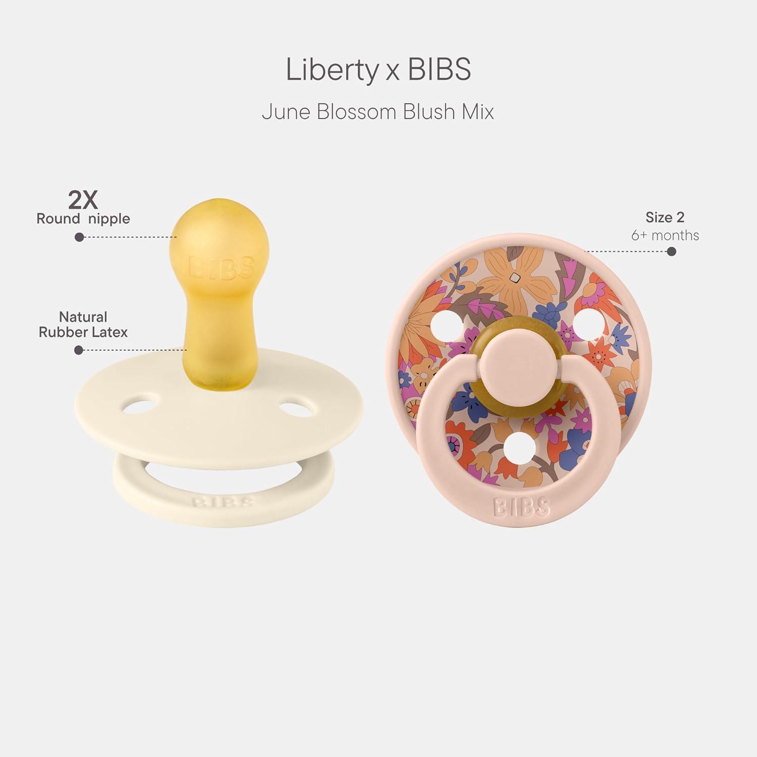 image:imageBiBS Liberty Pacifier 2Pack BPA Free Pacfiers with Natural Latex Round Nipple Made in Scandinavia Size 2 618 Months Bobo Ivory MixJune Blossom Blush Mix