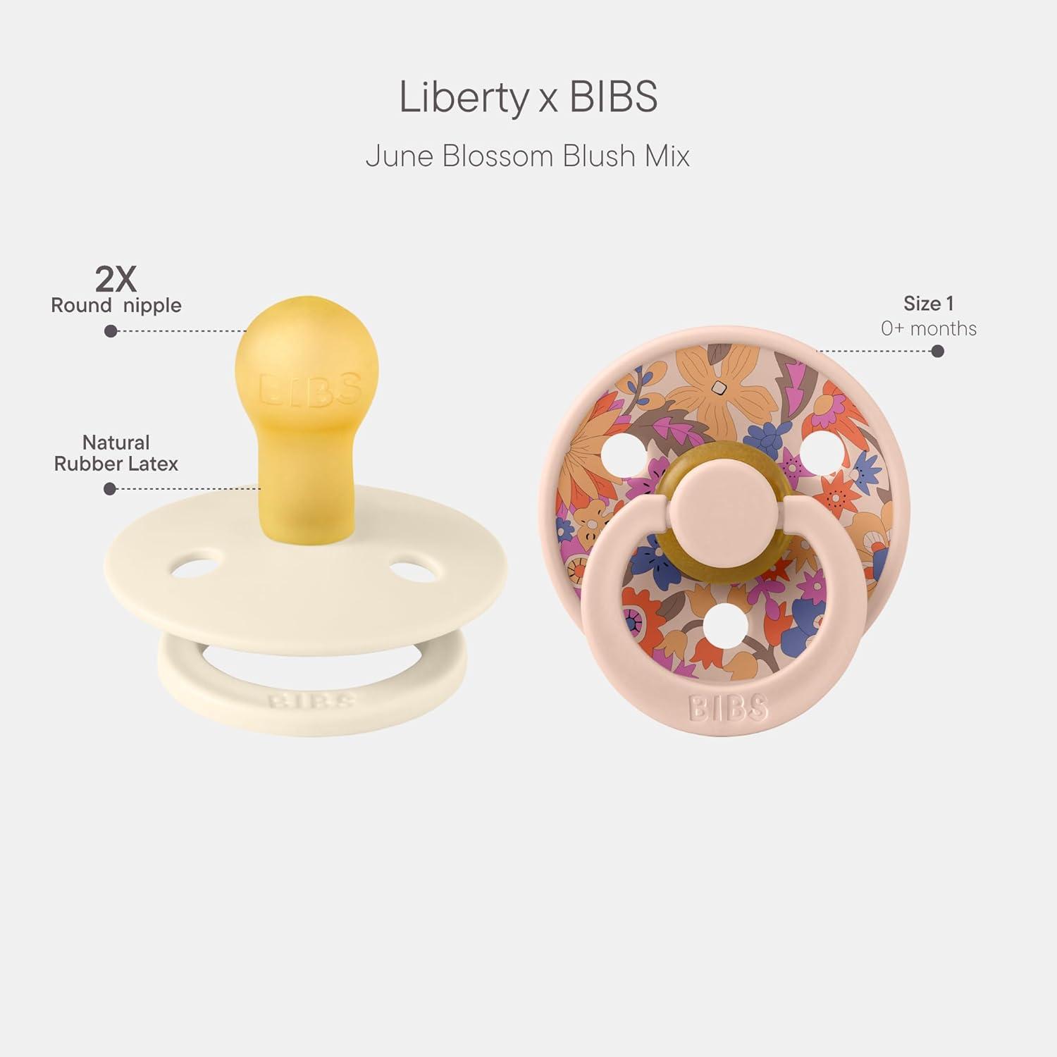 image:imageBiBS Liberty Pacifier 2Pack BPA Free Pacfiers with Natural Latex Round Nipple Made in Scandinavia Size 2 618 Months Bobo Ivory MixJune Blossom Blush Mix