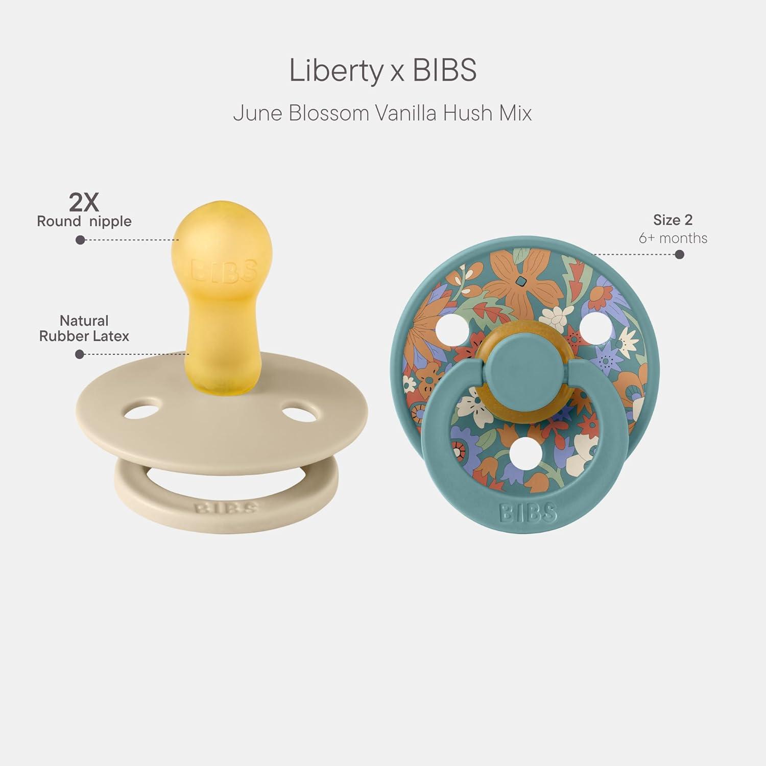 image:imageBiBS Liberty Pacifier 2Pack BPA Free Pacfiers with Natural Latex Round Nipple Made in Scandinavia Size 2 618 Months Bobo Ivory MixJune Blossom Vanilla Hush Mix