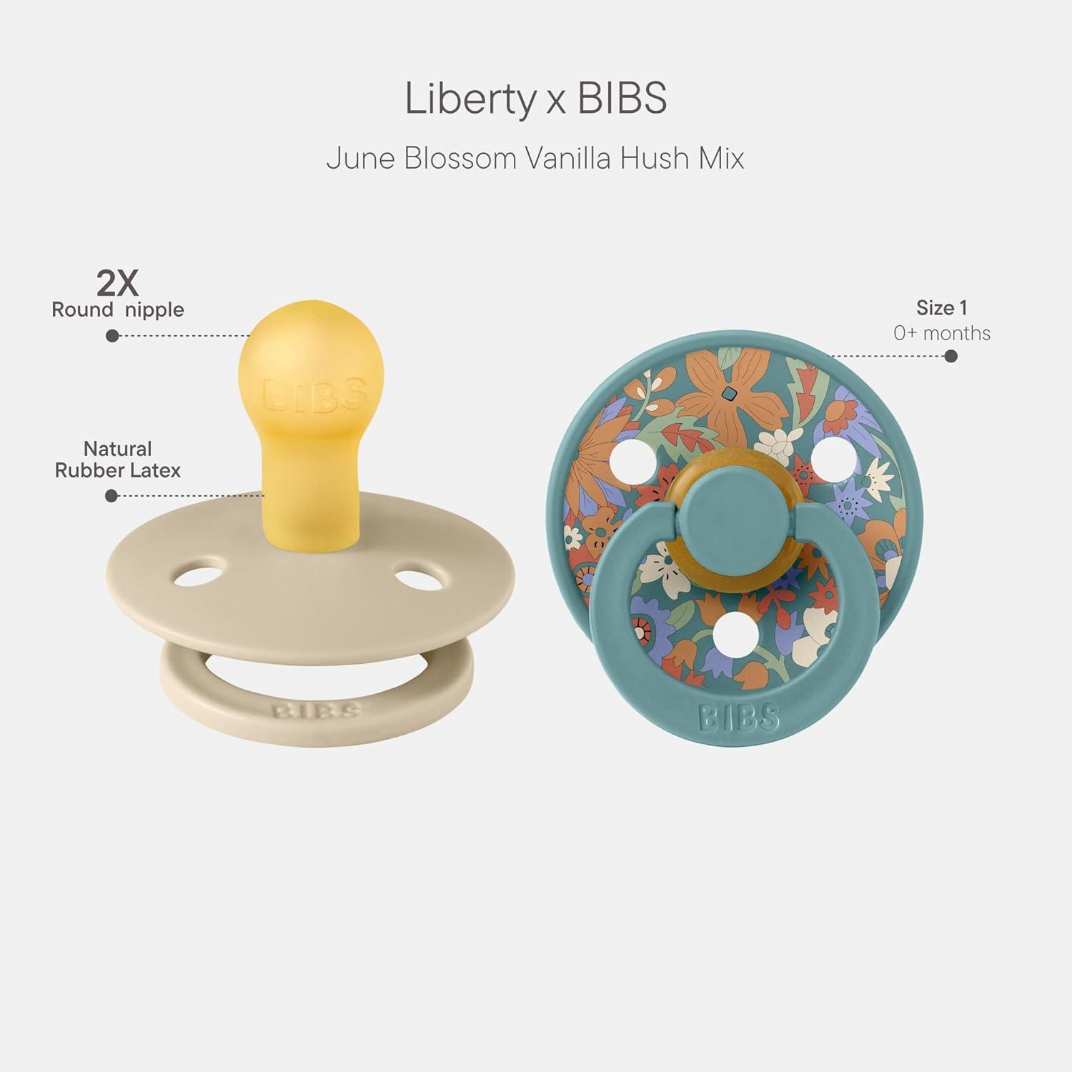 image:imageBiBS Liberty Pacifier 2Pack BPA Free Pacfiers with Natural Latex Round Nipple Made in Scandinavia Size 2 618 Months Bobo Ivory MixJune Blossom Vanilla Hush Mix