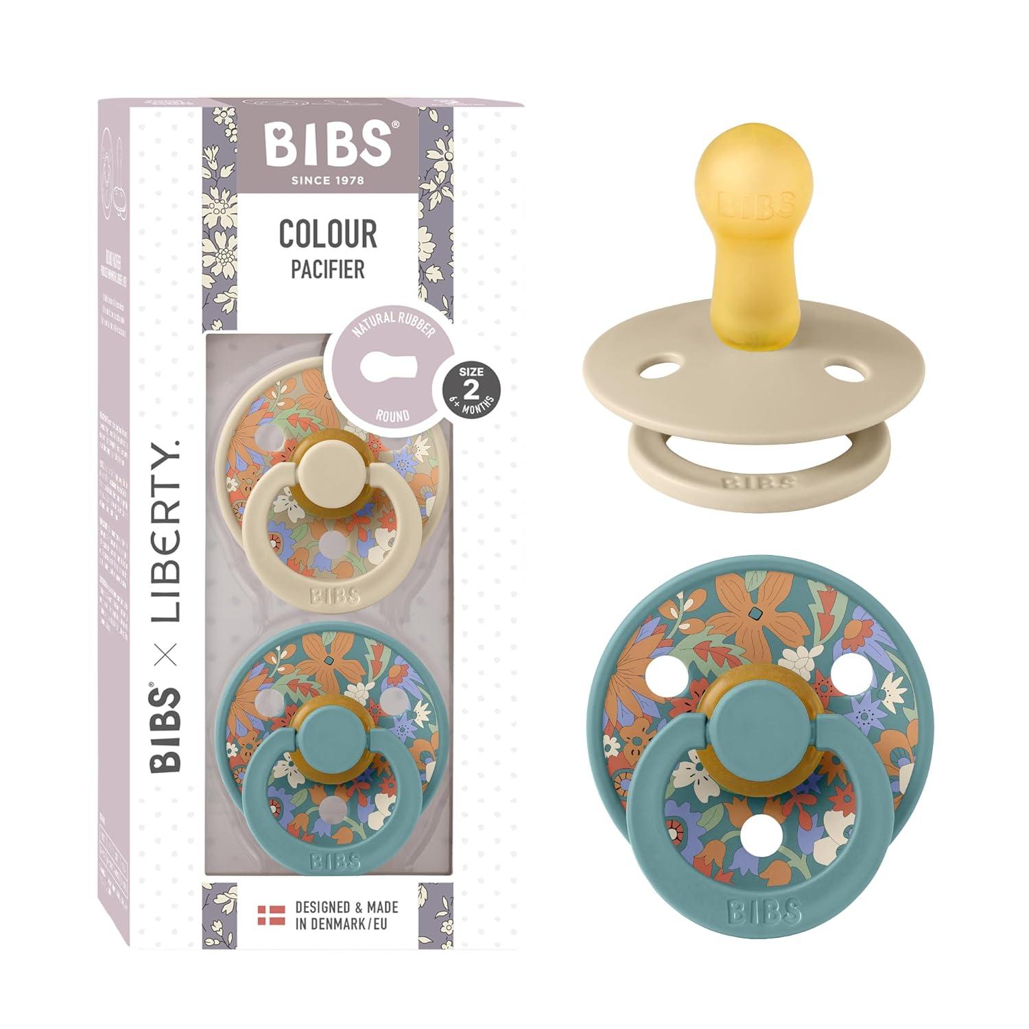 image:imageBiBS Liberty Pacifier 2Pack BPA Free Pacfiers with Natural Latex Round Nipple Made in Scandinavia Size 2 618 Months Bobo Ivory MixJune Blossom Vanilla Hush Mix