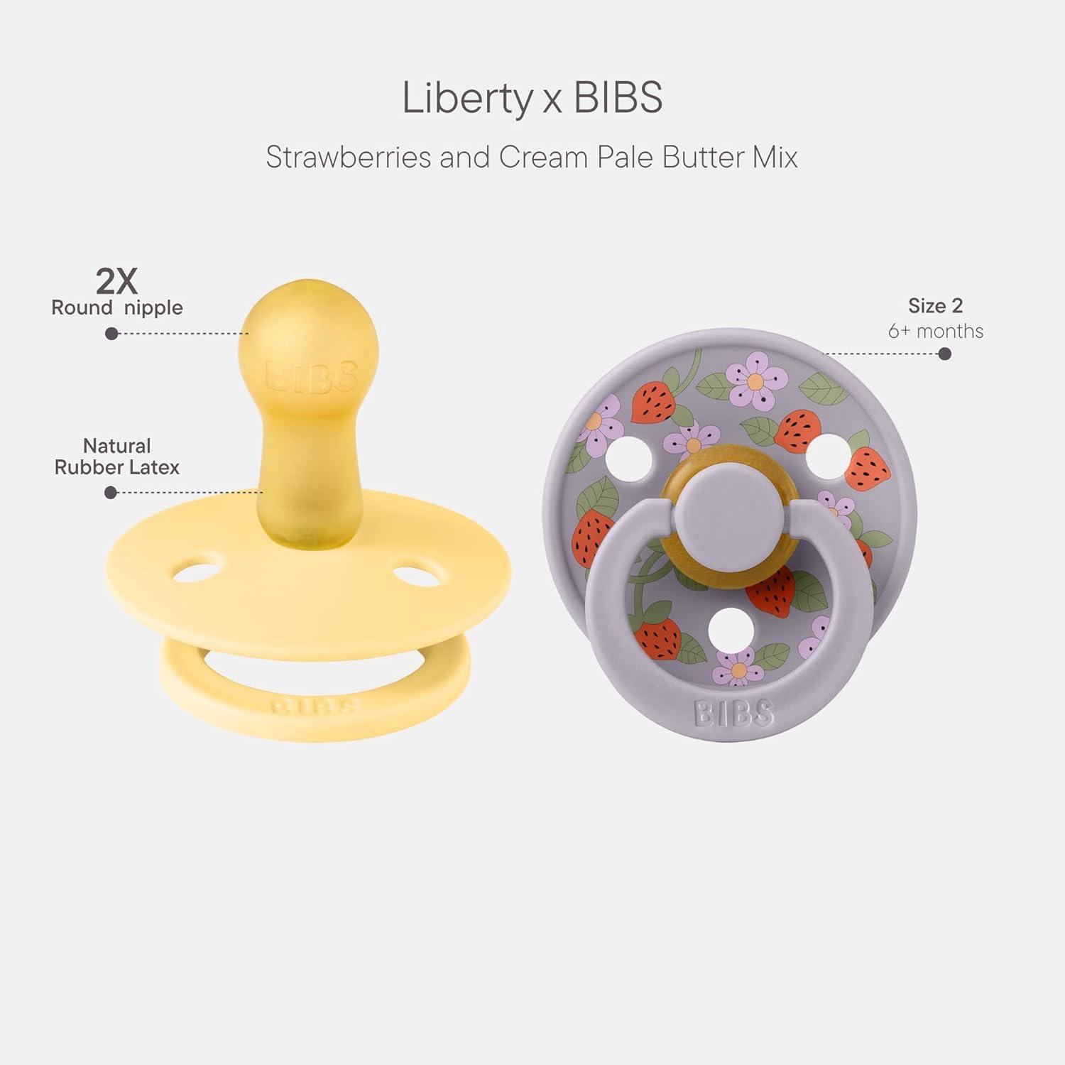 image:imageBiBS Liberty Pacifier 2Pack BPA Free Pacfiers with Natural Latex Round Nipple Made in Scandinavia Size 2 618 Months Bobo Ivory MixStrawberries and Cream Pale Butter Mix
