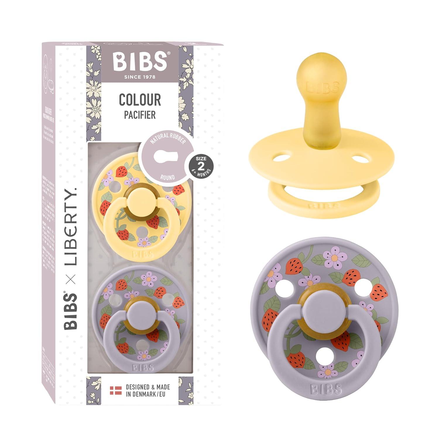 image:imageBiBS Liberty Pacifier 2Pack BPA Free Pacfiers with Natural Latex Round Nipple Made in Scandinavia Size 2 618 Months Bobo Ivory MixStrawberries and Cream Pale Butter Mix