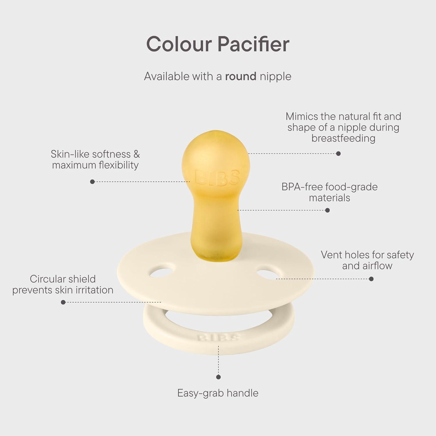 image:imageBiBS Liberty Pacifier 2Pack BPA Free Pacfiers with Natural Latex Round Nipple Made in Scandinavia Size 2 618 Months Bobo Ivory MixStrawberries and Cream Ivory Mix