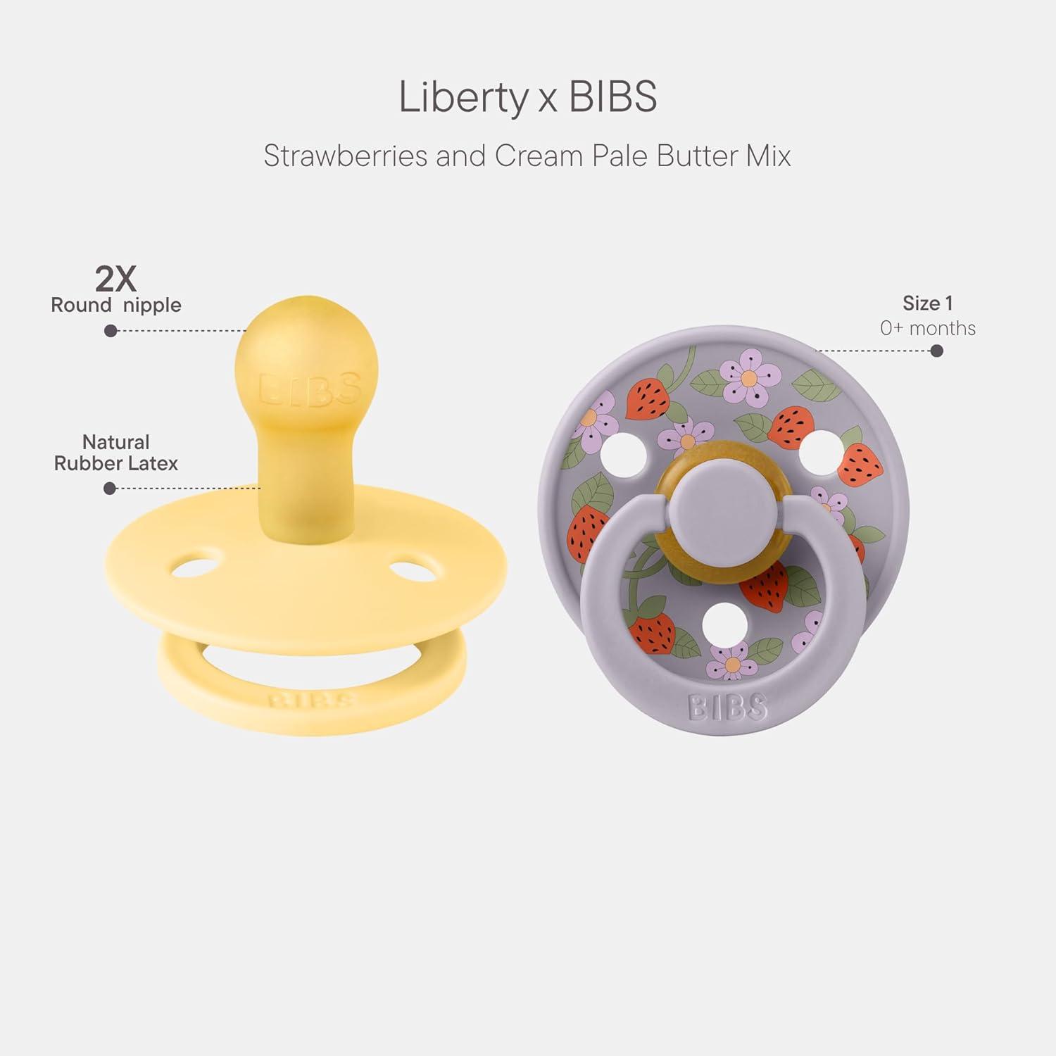 image:imageBiBS Liberty Pacifier 2Pack BPA Free Pacfiers with Natural Latex Round Nipple Made in Scandinavia Size 2 618 Months Bobo Ivory MixStrawberries and Cream Pale Butter Mix