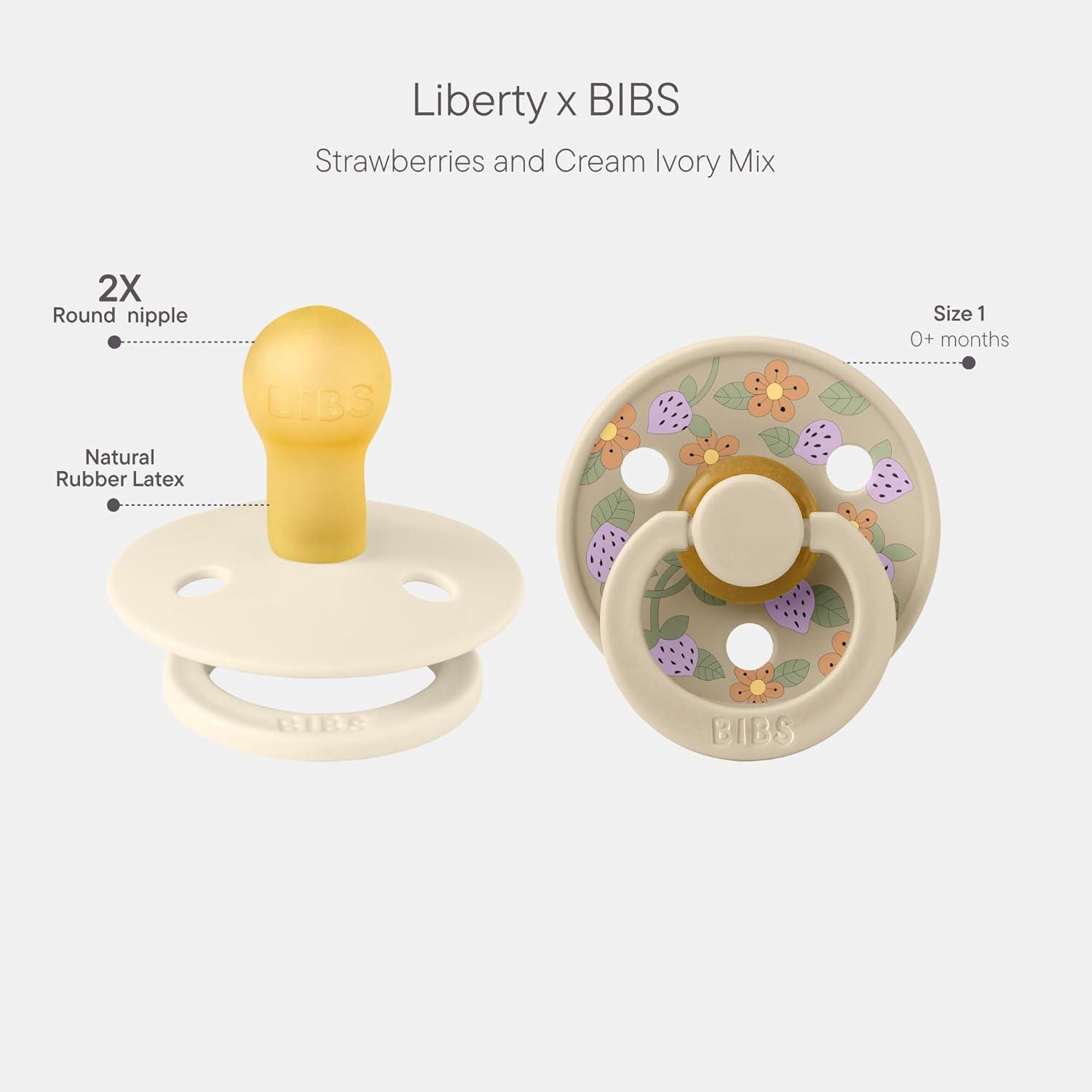 image:imageBiBS Liberty Pacifier 2Pack BPA Free Pacfiers with Natural Latex Round Nipple Made in Scandinavia Size 2 618 Months Bobo Ivory MixStrawberries and Cream Ivory Mix