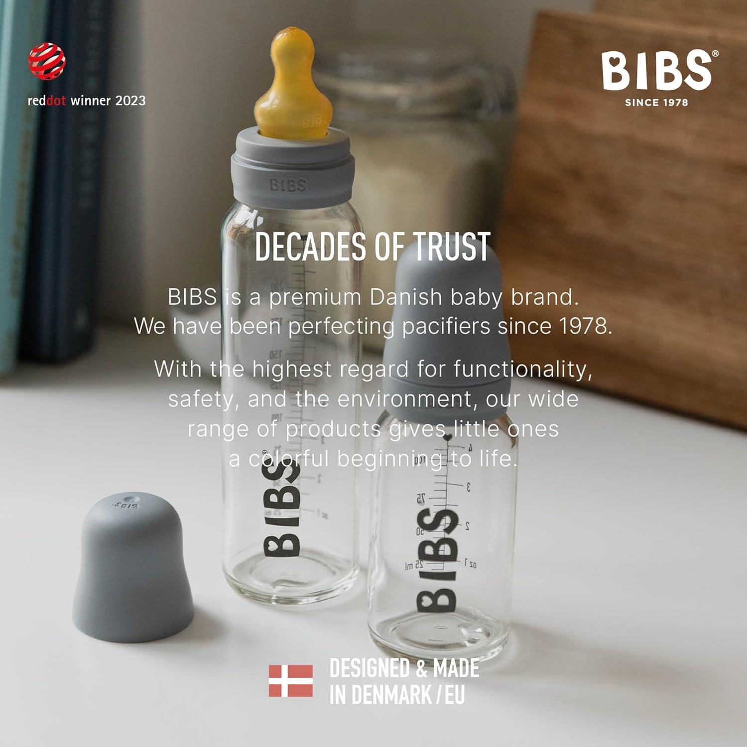 image:imageBibs Baby Glass Bottle AntiColic Borosilicate Glass Bottles Natural Vented Round Natural Rubber Latex Nipple Consistent Flow Rate 76 oz225 ml 2 Pack BlushWoodchuck