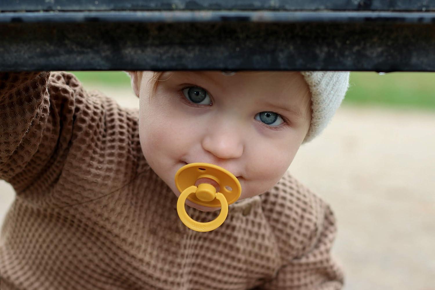 image:imageBibs Pacifiers Color Collection Set of 2 BPAFree Latex Pacifiers Made in Europe Round Nipple Baby PacifierBlack Night