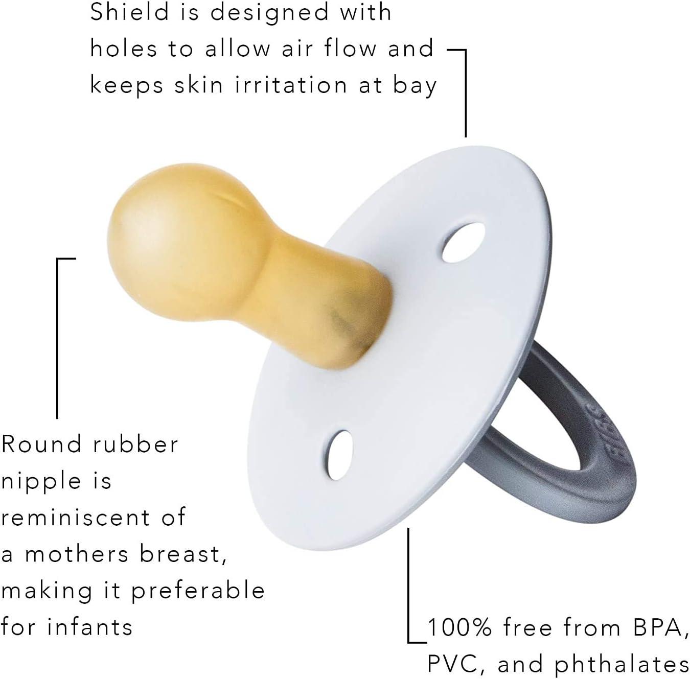 image:imageBibs Pacifiers Color Collection Set of 2 BPAFree Latex Pacifiers Made in Europe Round Nipple Baby PacifierBlack Night