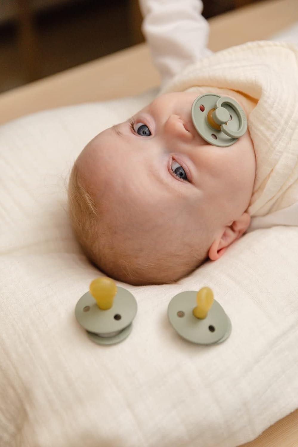 image:imageBibs Pacifiers Color Collection Set of 2 BPAFree Latex Pacifiers Made in Europe Round Nipple Baby PacifierBlossom Haze