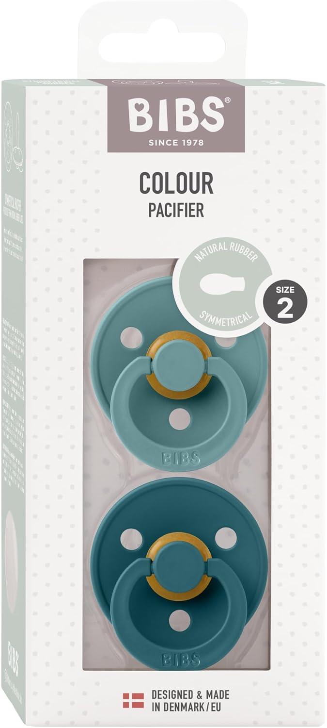 image:imageBibs Pacifiers Color Collection Set of 2 BPAFree Latex Pacifiers Made in Europe Round Nipple Baby PacifierIsland SeaForest Lake