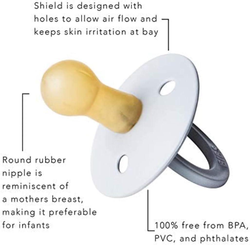 image:imageBibs Pacifiers Color Collection Set of 2 BPAFree Latex Pacifiers Made in Europe Round Nipple Baby PacifierSteel Blue