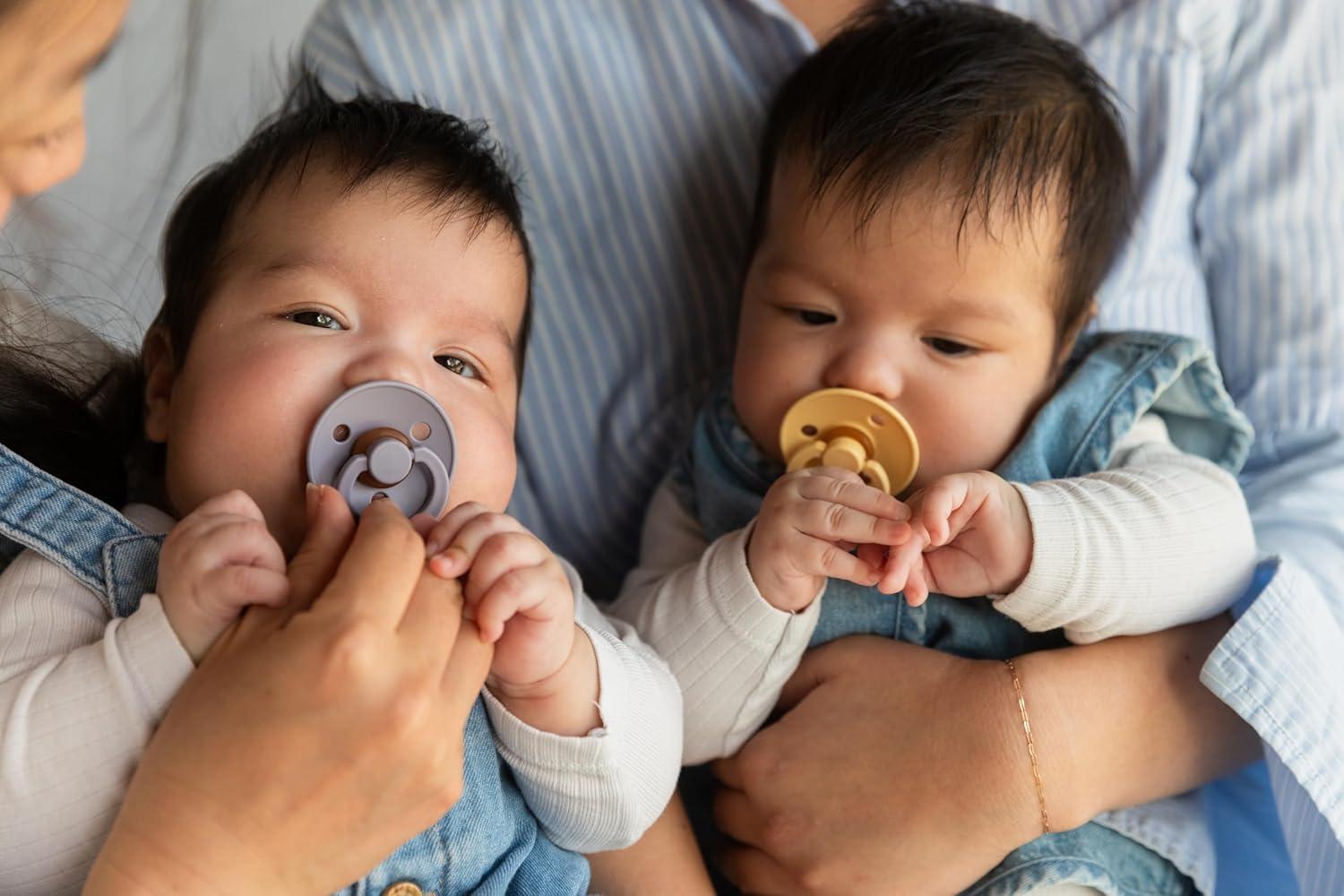 image:imageBibs Pacifiers Color Collection Set of 2 BPAFree Latex Pacifiers Made in Europe Round Nipple Baby PacifierVanilla Candy Apple