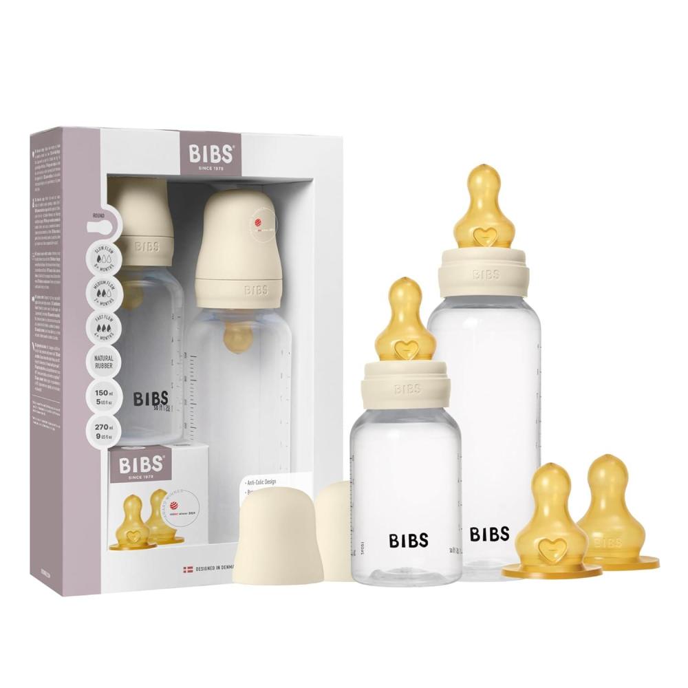 image:imageBIBS Baby Bottle 5 oz 150 ml Natural Rubber Latex Nipple AntiColic BPAFree Round Nipple Slow Flow Lightweight amp Easy to Clean Suitable for Newborns 0 Years SageIvory Rubber