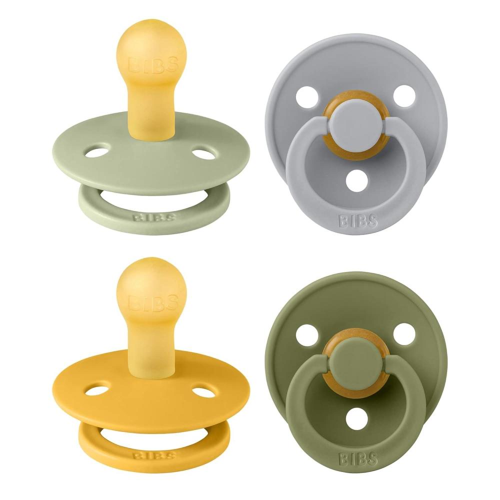 image:imageBIBS Colour Soother 4Pack BPA Free Dummy Pacifier Round Nipple Natural Rubber Latex Made in Denmark Size 06 Months Blush Glow MixGreen Garden Lush